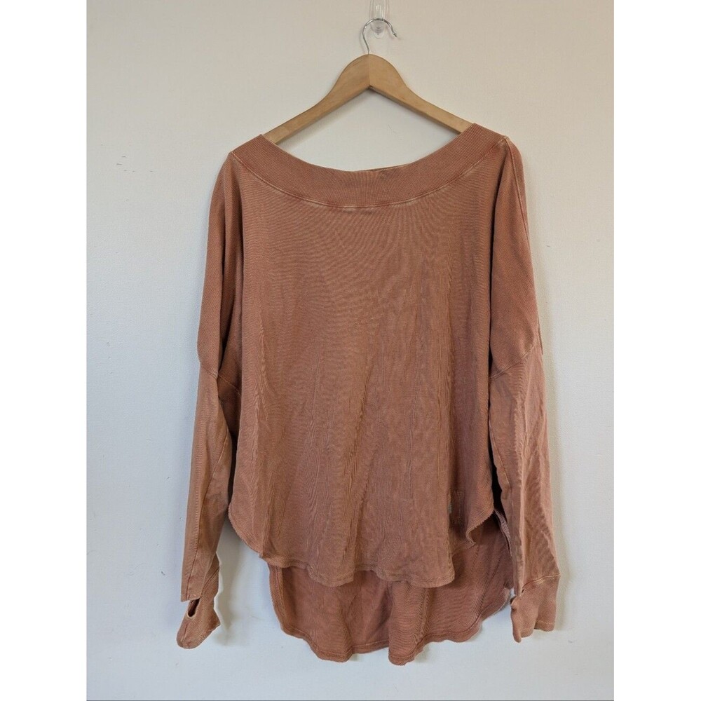 Free People Movement Women's Relaxed Long-Sleeve Open Back Top Dusty Rose Orange